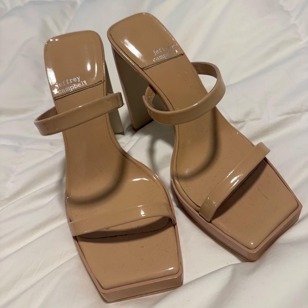 Jeffrey Campbell Nude Block Heel Sandals